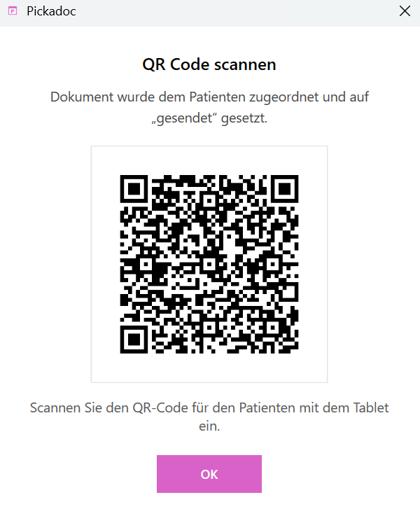 QR-Code zum Einlesen mit dem Praxis-Tablet für die Patientenunterschrift