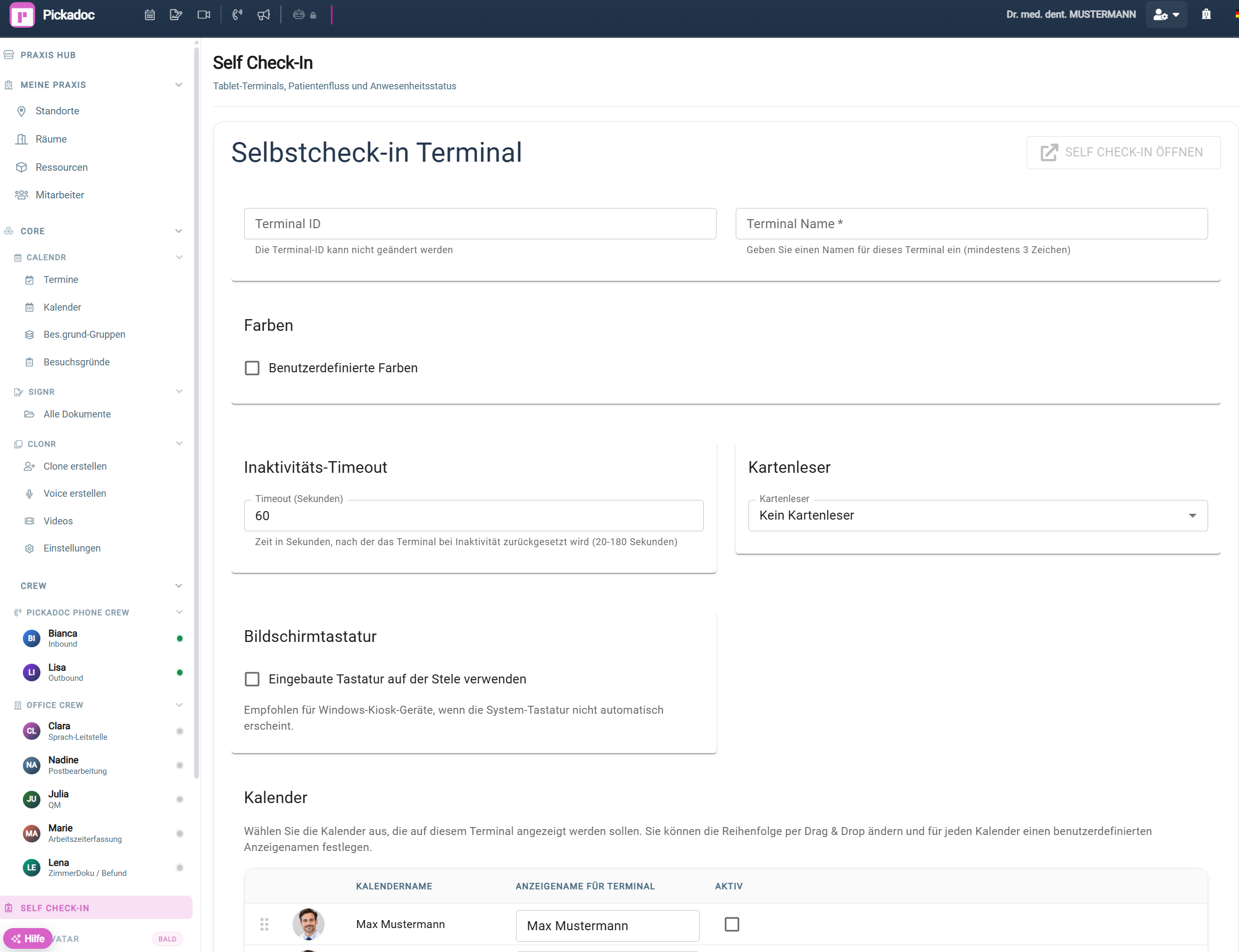 Self-Check-in Einstellungen